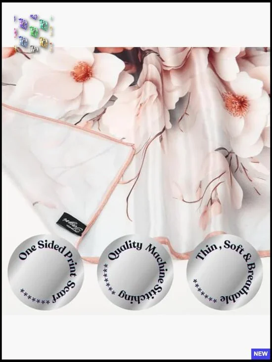 Pure Silk Square Scarf Lightweight Mulberry Neckerchief Elegant Versatile - Picture 4 of 7